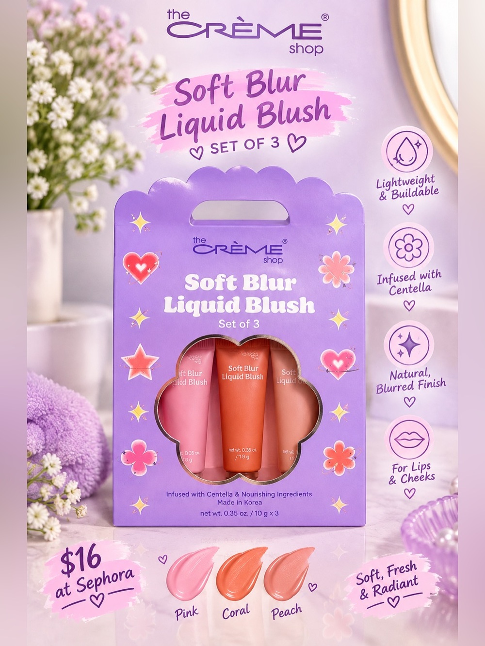 Crème shop Soft Blur Liquid Blush Set of 3